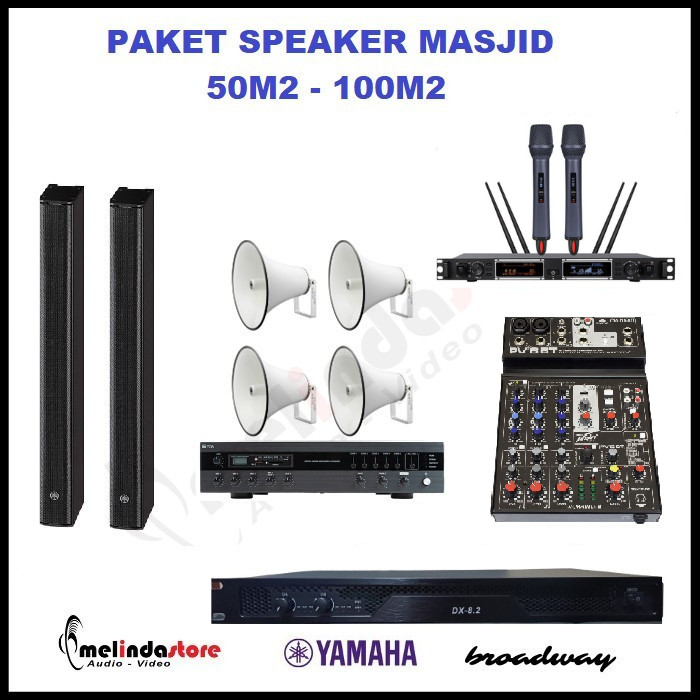 Paket Sound System Masjid Speaker Yamaha VXL1-8 | Indoor Outdoor 50-100m2